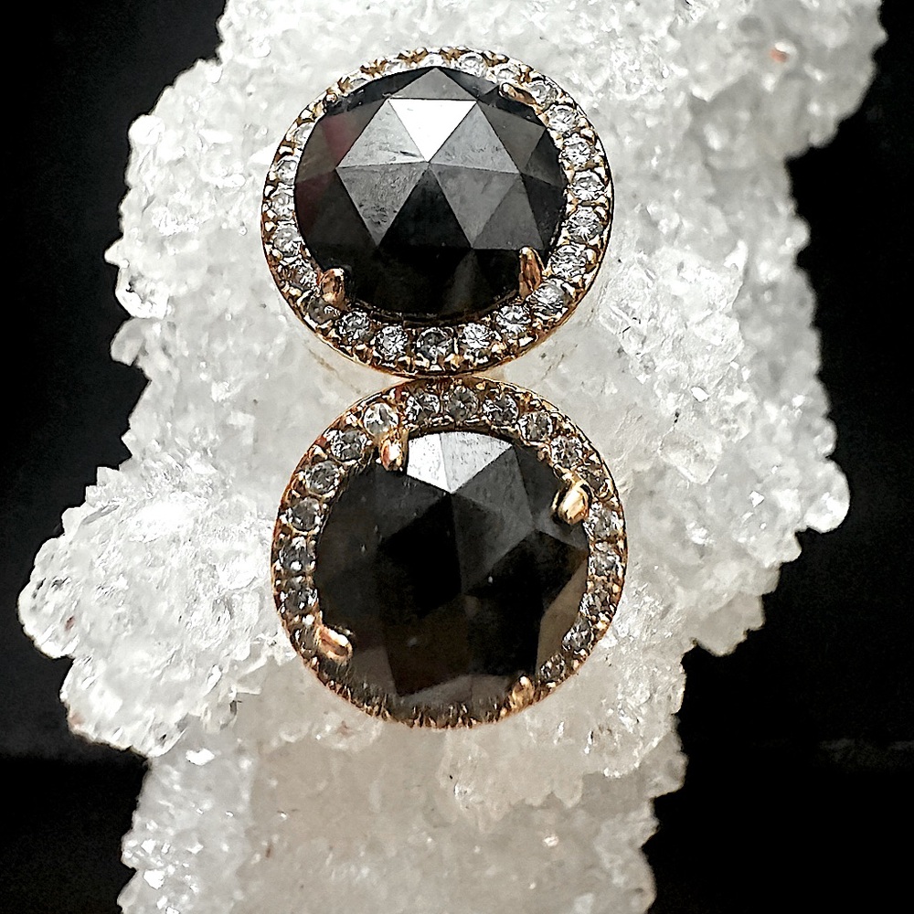 ♣️ Kate Spade Black Onyx Crystal Pave Halo Stud Earrings - Picture 7 of 13